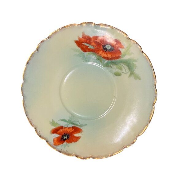Porzellanfabrik Tirschenreuth Other - Vintage Bavarian Hand Painted Poppy Porcelain Saucer PT Bavaria Used